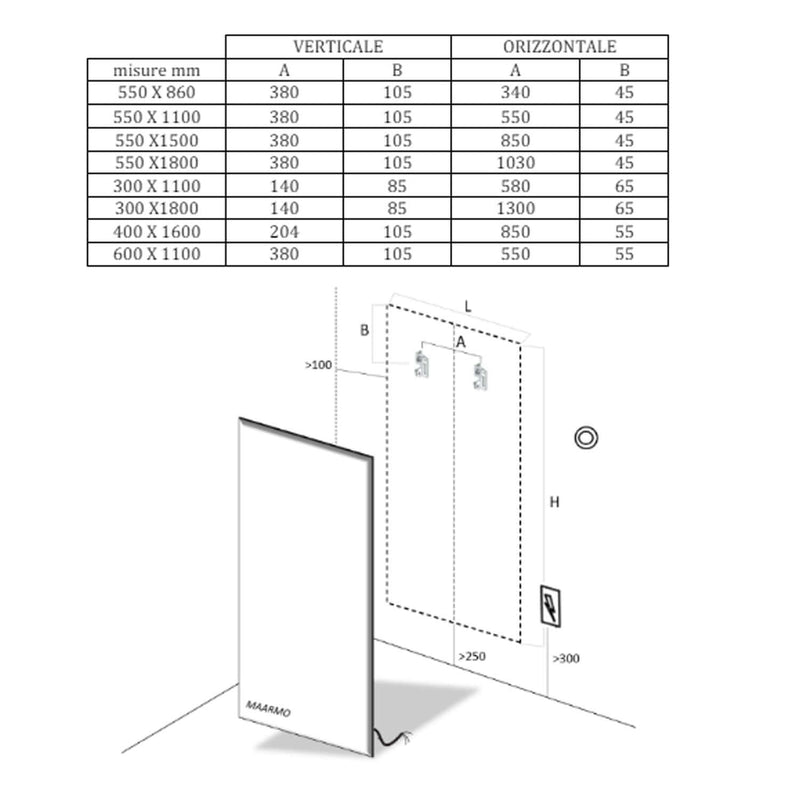 Termoarredo a piastra modello Perfetto 180x55 cm interasse 5 cm - Bianco by CeramicStore | Lo specialista del tuo bagno