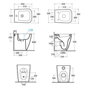 Sanitari Filo parete per bagni piccoli Ceramica Globo Stone 45 wc  + bidet  + sedile  Soft Close