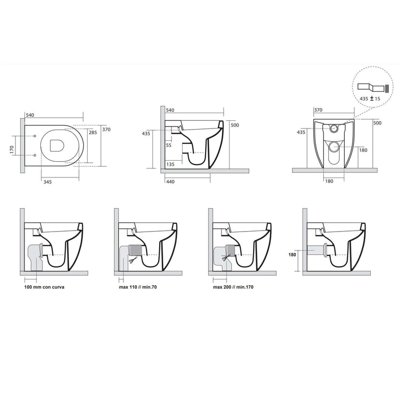 Sanitari filomuro scarico traslato 55x37 cm h50 collezione Flo Kerasan con sedile soft close
