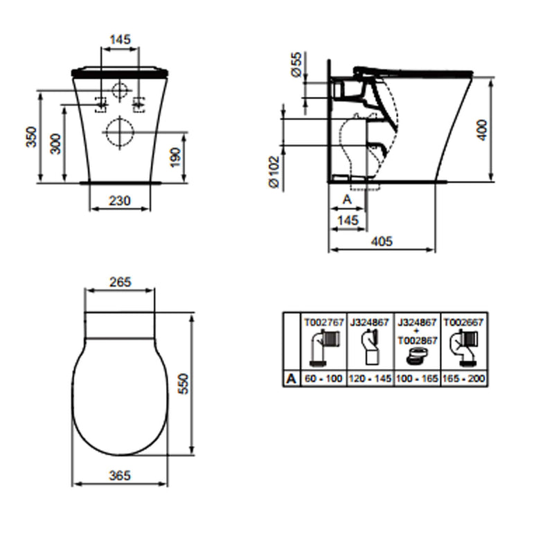 Vaso filomuro Ideal Standard Connect Air con sedile a chiusura SoftClose