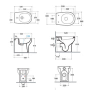 Set vaso a terra + bidet + coprivaso Ceramica Globo serie Grace 52x36xH43 cm â€“ Bianco lucido