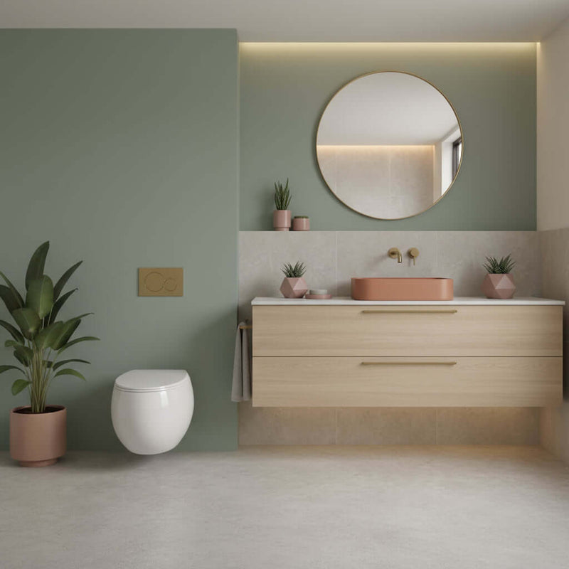 Coppia di sanitari sospesi con wc senza brida modello Cloud di Rak Ceramics compreso coprivaso cm 56 Bianco Lucido