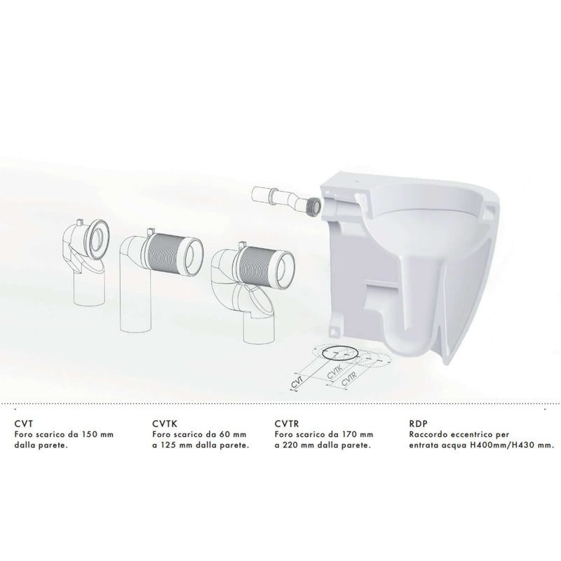 Set sanitari a terra Azzurra Comoda H50 con scarico traslato 56x36