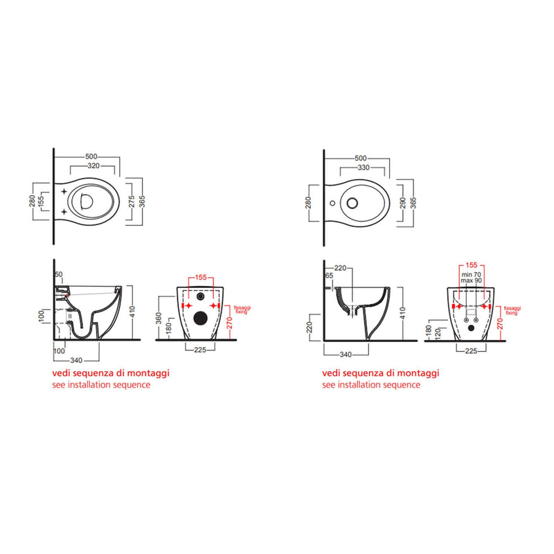 Bidet filomuro da 50 cm collezione Le Fiabe da Hatria
