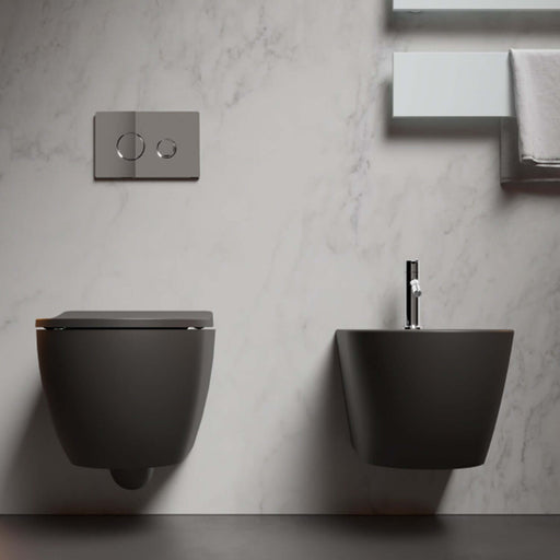 Coppia di WC e bidet sospeso Domus Falerii collezione Fogliolina meteorite