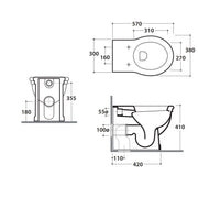 Vaso filoparete 57x38 cm modello Paestum Ceramica Globo - sedile Softclose