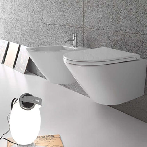 Sanitari Sospesi Ceramica Globo Forty3 57 WC + BIDET + SEDILE SOFT CLOSE