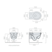 Vaso sospeso 55x38 cm con sedile soft close serie Ethos di Ceramica Galassia
