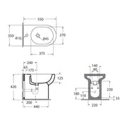 Bidet monoforo installazione filo parete 55x35 cm modello Nuvola- Azzurra Ceramica