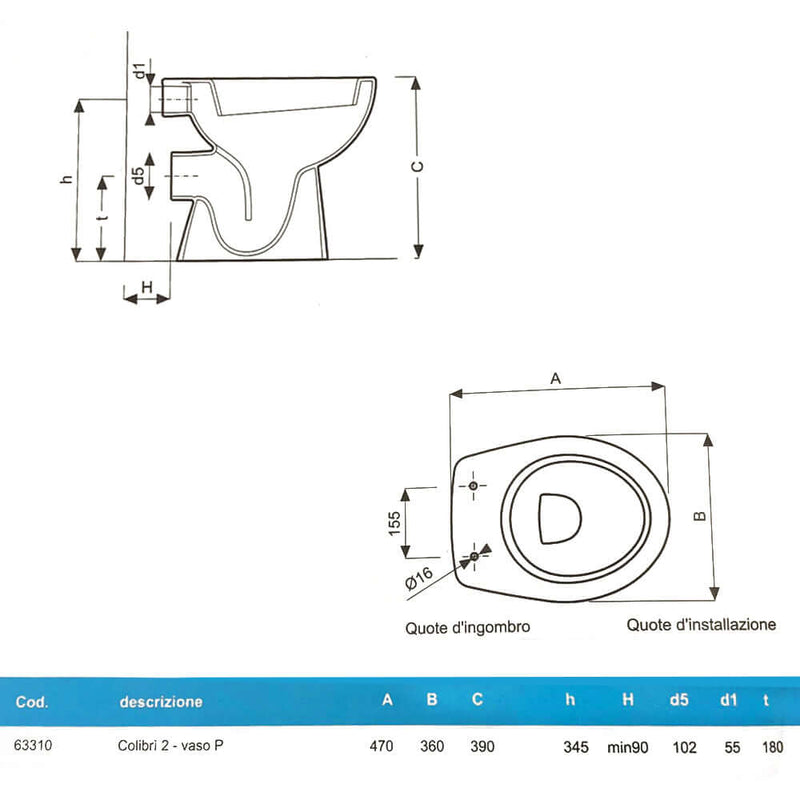 Sanitari distanziati da parete con scarico a parete wc+bidet +sedile normal close Geberit 'ColibrÃ¬ 2' cm 53