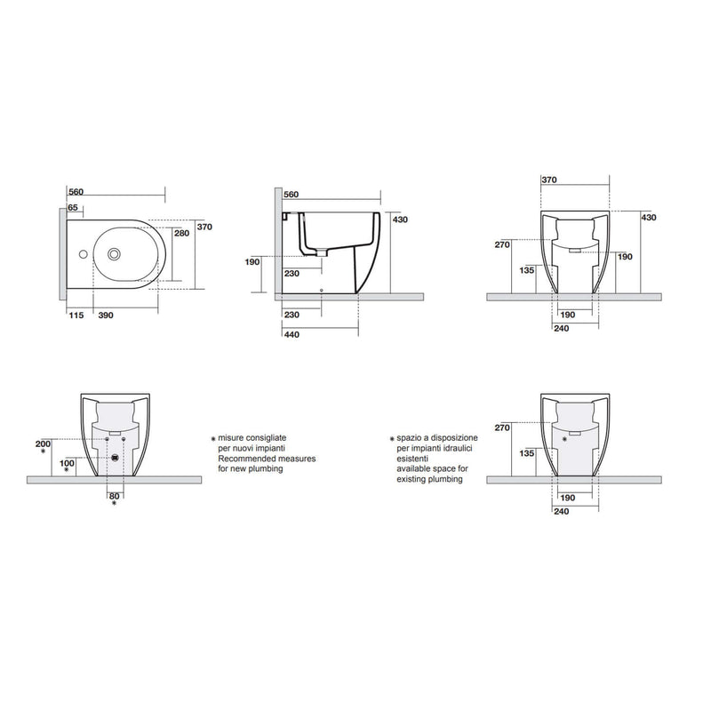 Sanitari filomuro scarico traslato 56x37 cm collezione Flo Kerasan con sedile soft close