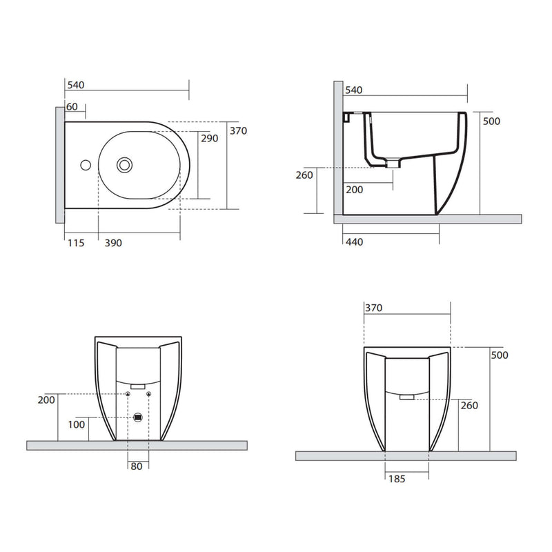 Sanitari filomuro scarico traslato 55x37 cm h50 collezione Flo Kerasan con sedile soft close