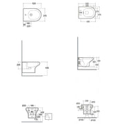 Coppia di sanitari sospesi Block di Rak Ceramics cm 37x52 bidet - wc senza brida e copriwater