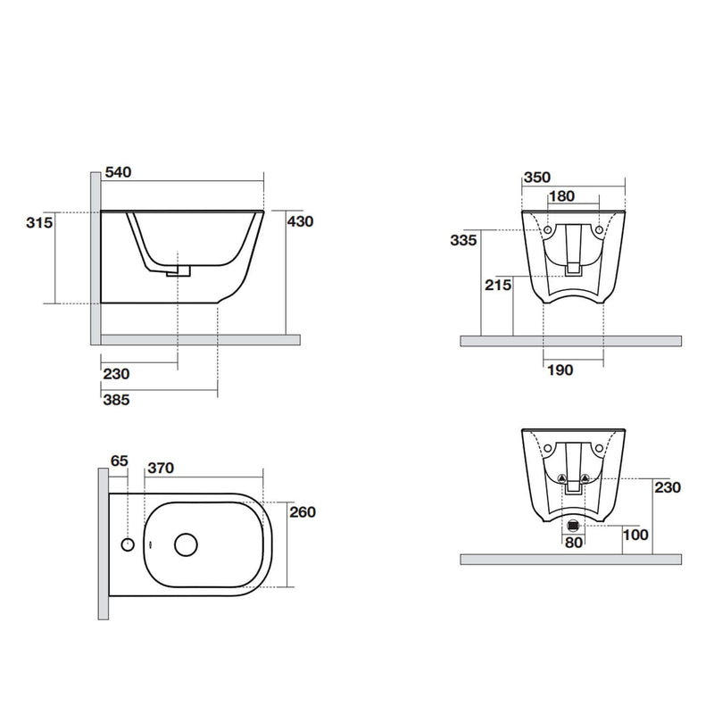 Bidet Sospeso 54x35 cm collezione Tribeca Kerasan