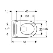 Vaso sospeso Rimless con scarico universale e sedile SoftClose modello Icon di Geberit cm 53
