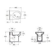 Bidet monoforo installazione filo parete 46x35 cm modello Nuvola Mini- Azzurra Ceramica