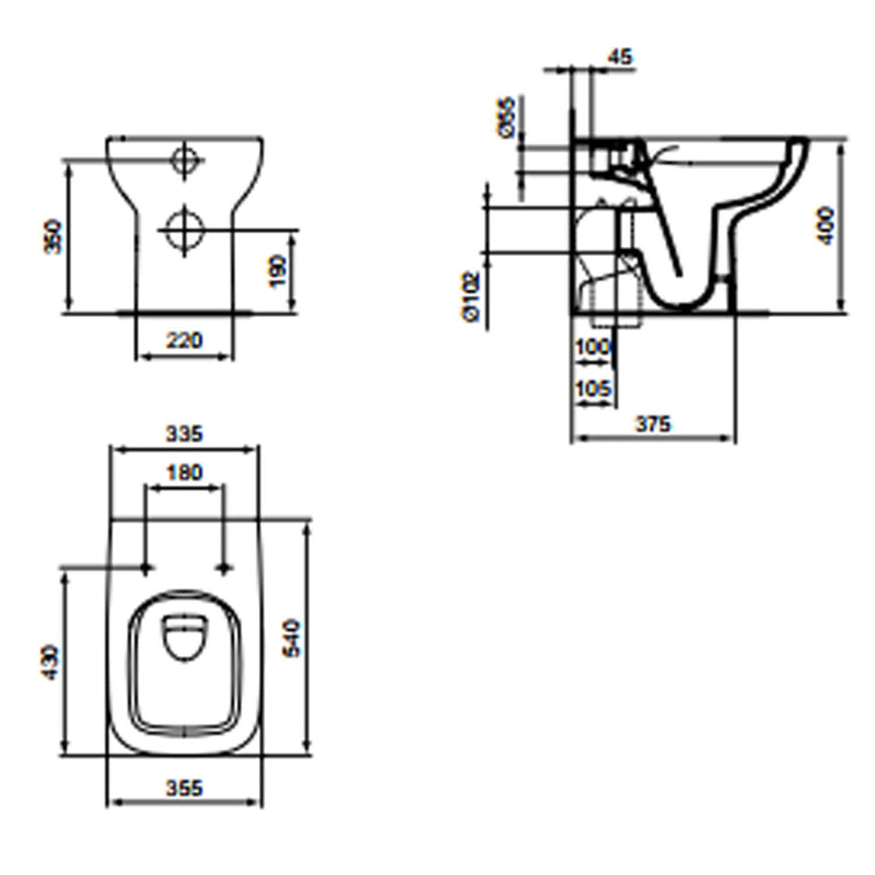 Vaso filomuro Ideal Standard modello I.life A 54