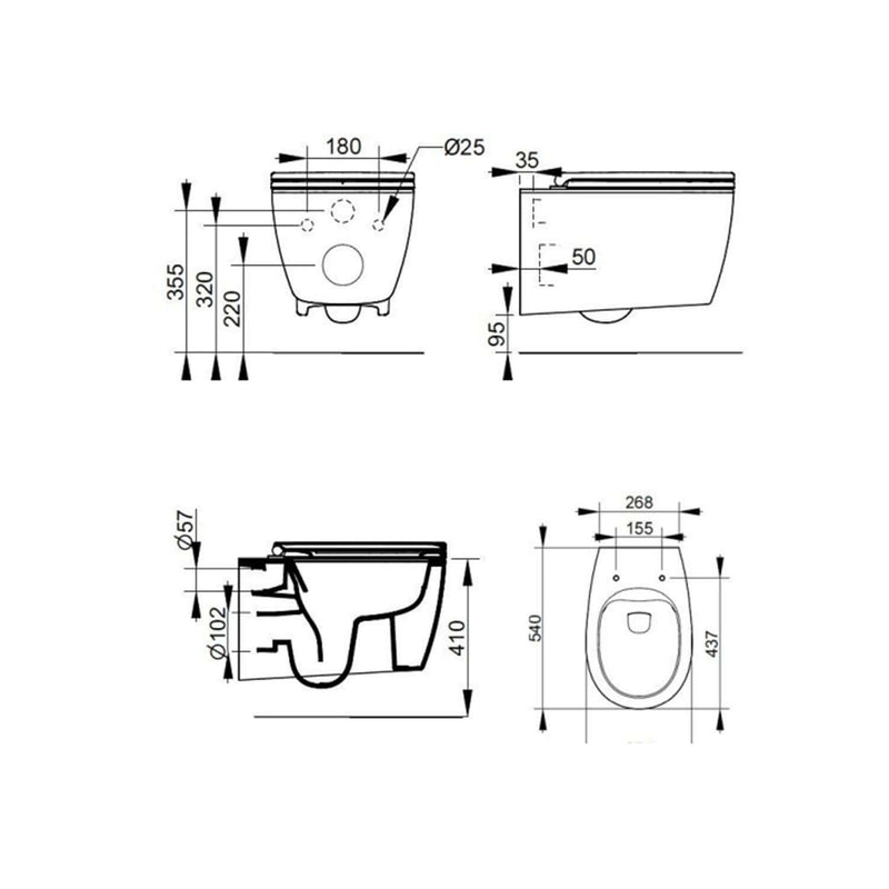 Wc sospeso Ceramica Dolomite modello Demy 54x36 cm con sedile Softclose