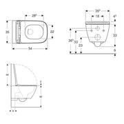 Sanitari sospesi senza brida con sedile tradizionale modello Smyle Geberit cm 54x35