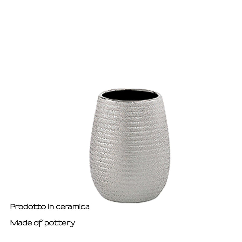 Portaspazzolini da appoggio in ceramica Gedy modello Astrid - Argento