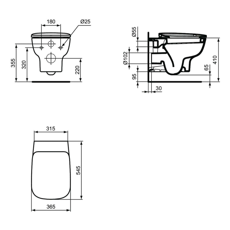 Vaso sospeso con sedile slim a chiusura rallentata modello Esedra Ideal Standard