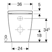 Vaso filomuro Rimless con scarico universale e sedile tradizionale modello Icon di Geberit cm 56