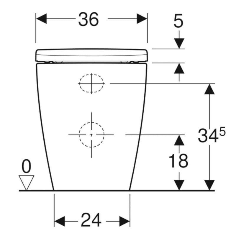 Coppia sanitari filomuro con scarico universale e sedile tradizionale modello Icon di Geberit