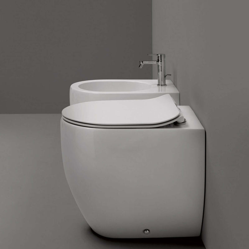 Sanitari filomuro scarico traslato 55x37 cm h50 collezione Flo Kerasan con sedile soft close
