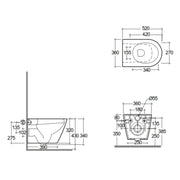 Sanitari sospesi cm 52x36 mod. Sensation wc rimless+bidet+sedile soft close Nero Opaco
