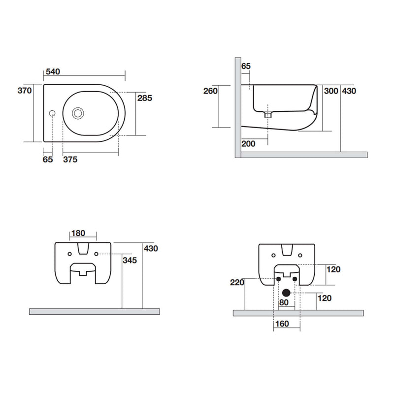 Bidet Sospeso 54x35 cm collezione Flo Kerasan