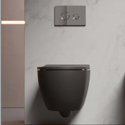 WC sospeso senza brida Domus Falerii collezione Fogliolina meteorite con copriwater
