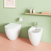 Sanitari filomuro collezione Tiara di Linpha Sanitary cm 36x53 senza brida con copriwater soft close -Bianco Opaco