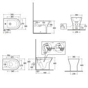 Sanitari Filomuro cm 36x55 mod. Sensation wc rimless+bidet+sedile soft close scarico universale Nero Opaco