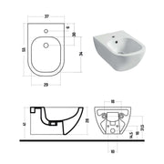 Bidet sospeso serie Forever 55 in ceramica bianca lucida - Disegno Ceramica
