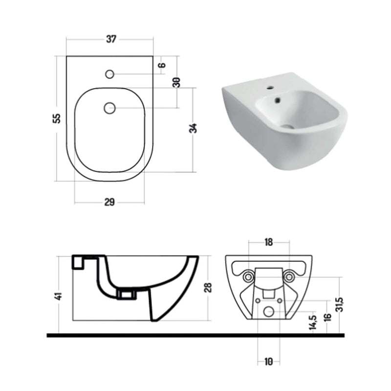 Santari sospesi serie Forever 55 in ceramica bianca con coprivaso chiusura softclose - Disegno Ceramica