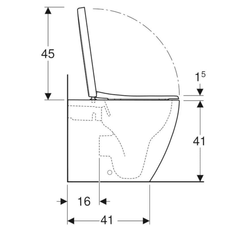 Vaso filomuro Rimless con scarico universale e sedile tradizionale modello Icon di Geberit cm 56