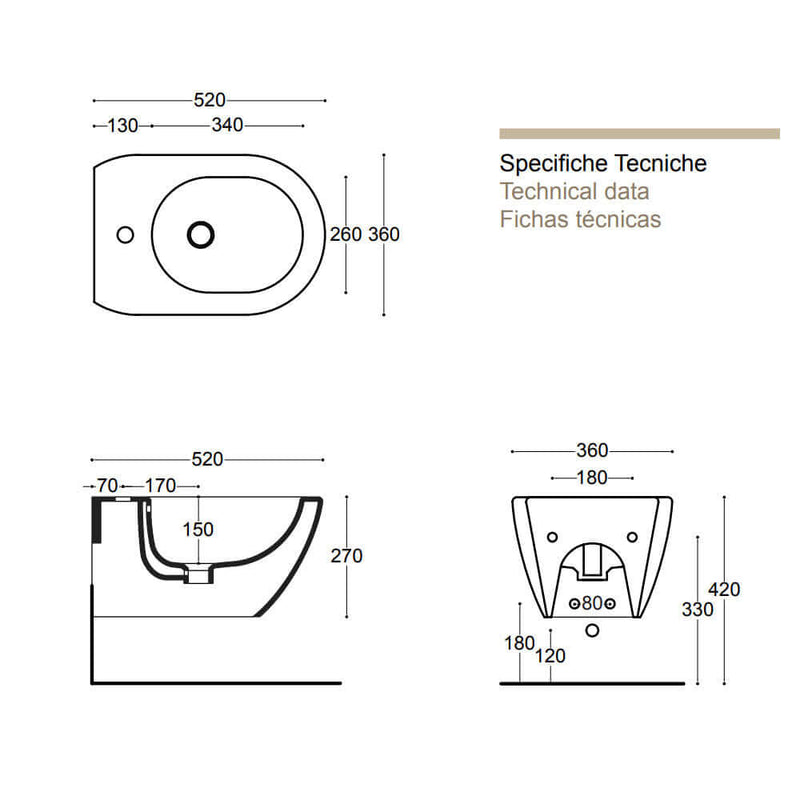 Sanitari sospesi senza brida Althea Cover in ceramica bianca wc+ bidet + sedile soft close slim