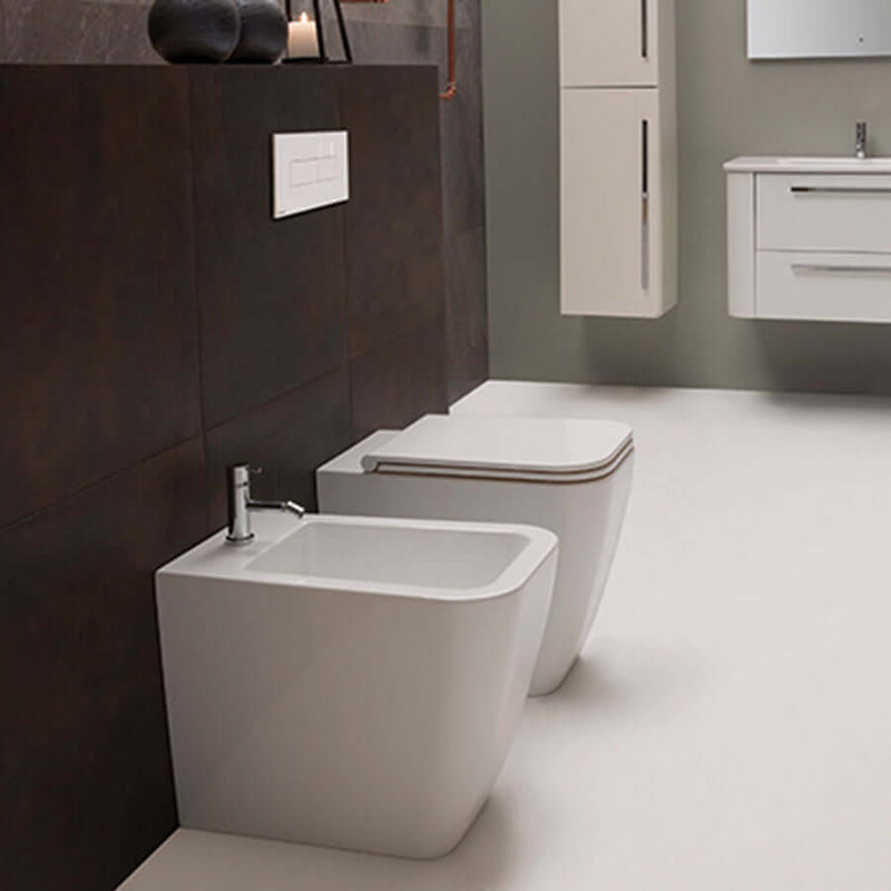 Sanitari Filo parete Ceramica Globo Stone 52 Multi scarico traslato con Sedile Soft Close