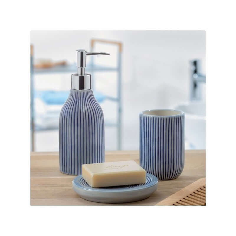 Portaspazzolini modello Mykonos in ceramica blu