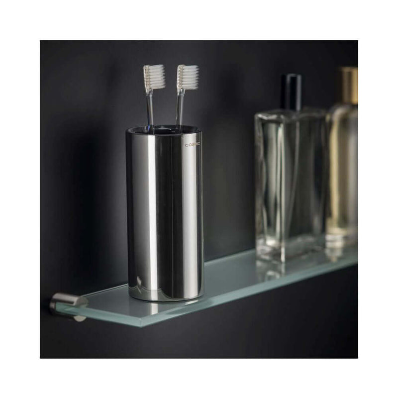 Bicchiere porta spazzolino da appoggio in ottone della collezione 'Black & White' by Cosmic - Lucido