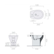 Bidet a pavimento 53x36 cm serie Eden di Ceramica Galassia