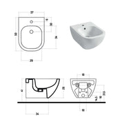 Bidet sospeso serie Forever 50 in ceramica bianca lucida - Disegno Ceramica