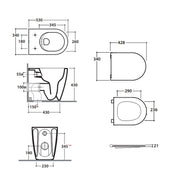Sanitari filomuro Bianco Opaco rimless 53 cm Ceramica Globo Mode Wc scarico Multi