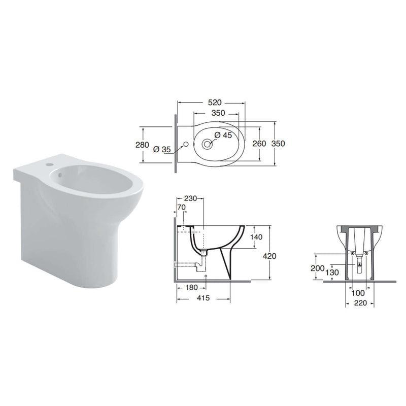 Coppia sanitari filomuro Ceramica Azzurra modello Clik 52x35 cm con sedile Softclose