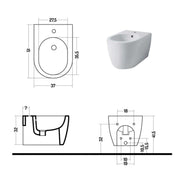 Bidet sospeso serie Skip 50 in ceramica bianca lucida - Disegno Ceramica