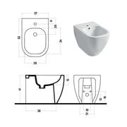 Bidet filomuro serie Forever 55 in ceramica bianca lucida - Disegno Ceramica