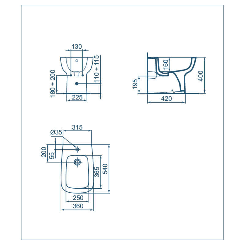 Sanitari filo muro con scarico traslato Ideal Standard Esedra Wc + bidet + sedile slim