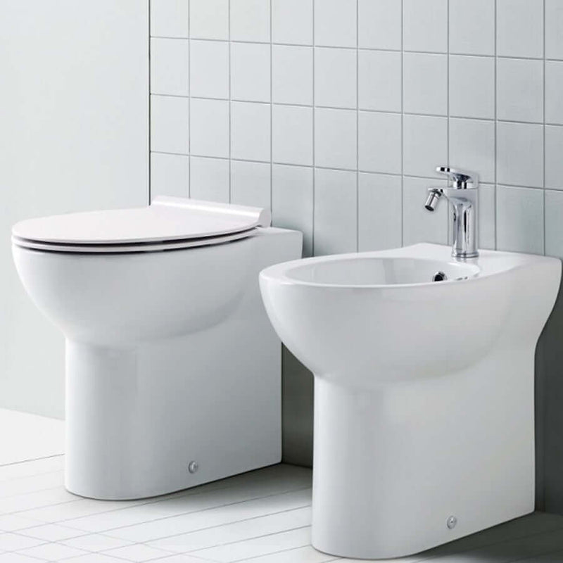 Sanitari filo parete ceramica azzurra fast wc + bidet + sedile soft close slim