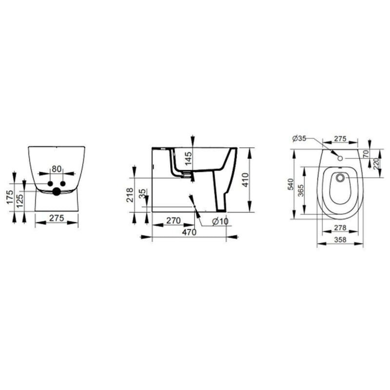Bidet filomuro Ceramica Dolomite modello Demy 54x36 cm