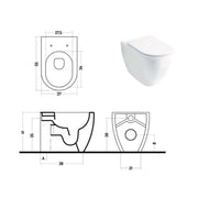 Wc filomuro con scarico traslato serie Skip 55 in ceramica con coprivaso chiusura softclose - Disegno Ceramica